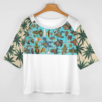 180gsm Women’s Off the Shoulder Half-Sleeve T-shirt BAT (All-Over Printing)