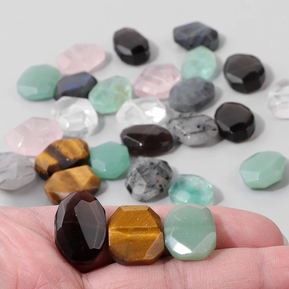 5Pcs/Lot Faceted Natural Irregular Stone Beads Tiger Eye Labradorite Rose Quartzs Charms Bead for Jewelry Making Accessories