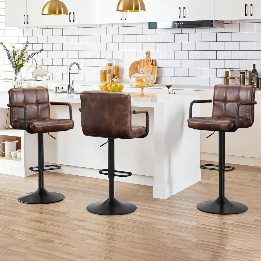 30" Faux Leather Upholstered Bar Stool, Adjustable Counter Stools Bar Chairs Modern Design Swivel Barstools Hydraulic Stools