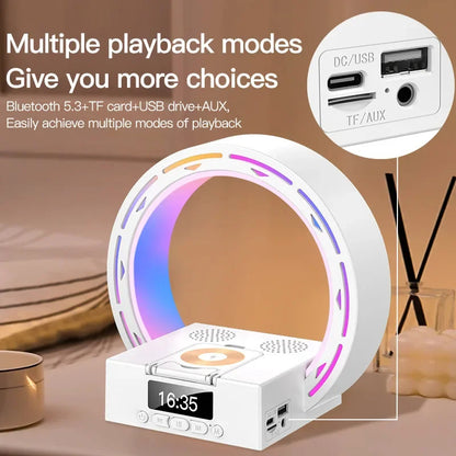 4 In 1 Wireless Bluetooth Speaker Charging Pad Bedside Lamp With Alarm Clock Wake-Up Light For Bedroom Support USB Drive TF Card