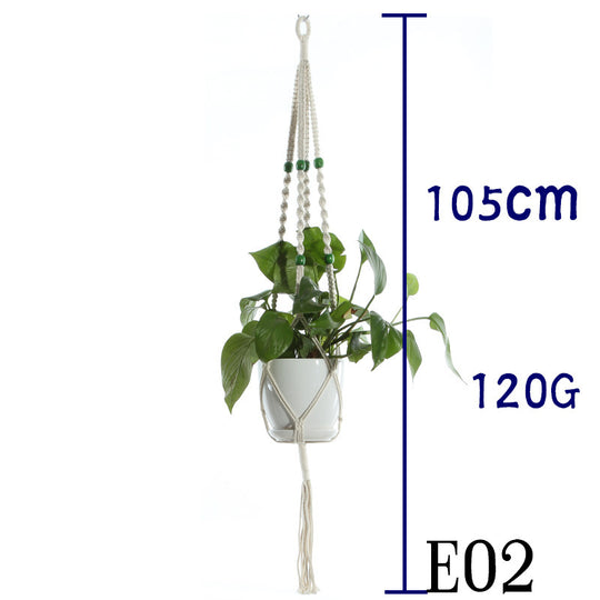 Flower Pot Net Bag Beige Cotton Rope Indoor Plant Hanger Hanging Basket Sling