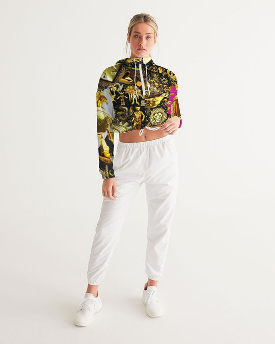 Robotic Abstrak Women's All-Over Print Cropped Windbreaker