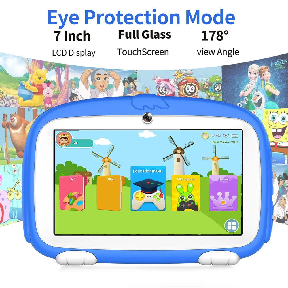 BDF 7 Inch Kids Tablet Quad Core Android 12 4GB And 64GB WiFi Bluetooth Educational Software Installed 5G WiFi 4000mAh Battery