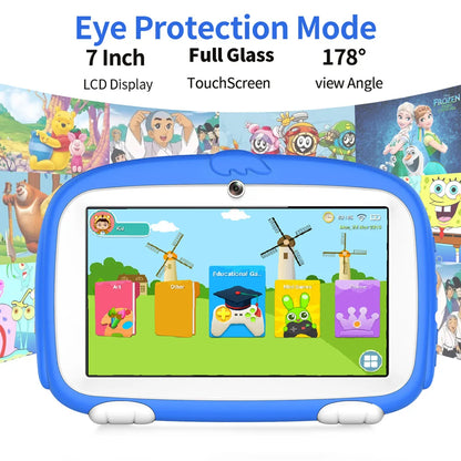 BDF 7 Inch Kids Tablet Quad Core Android 12 4GB And 64GB WiFi Bluetooth Educational Software Installed 5G WiFi 4000mAh Battery