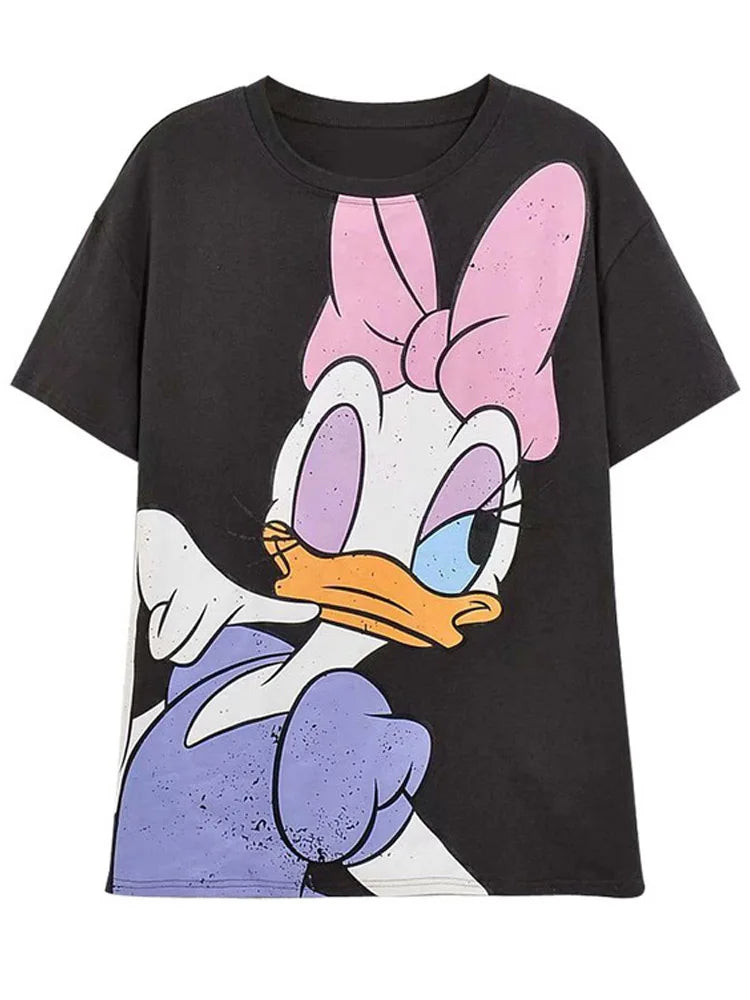 Disney T-Shirt Bambi Deer Fashion Women T-Shirt Summer Cartoon O-Neck Short Sleeve T-Shirt Women Casual Tee Tops Female Femmes