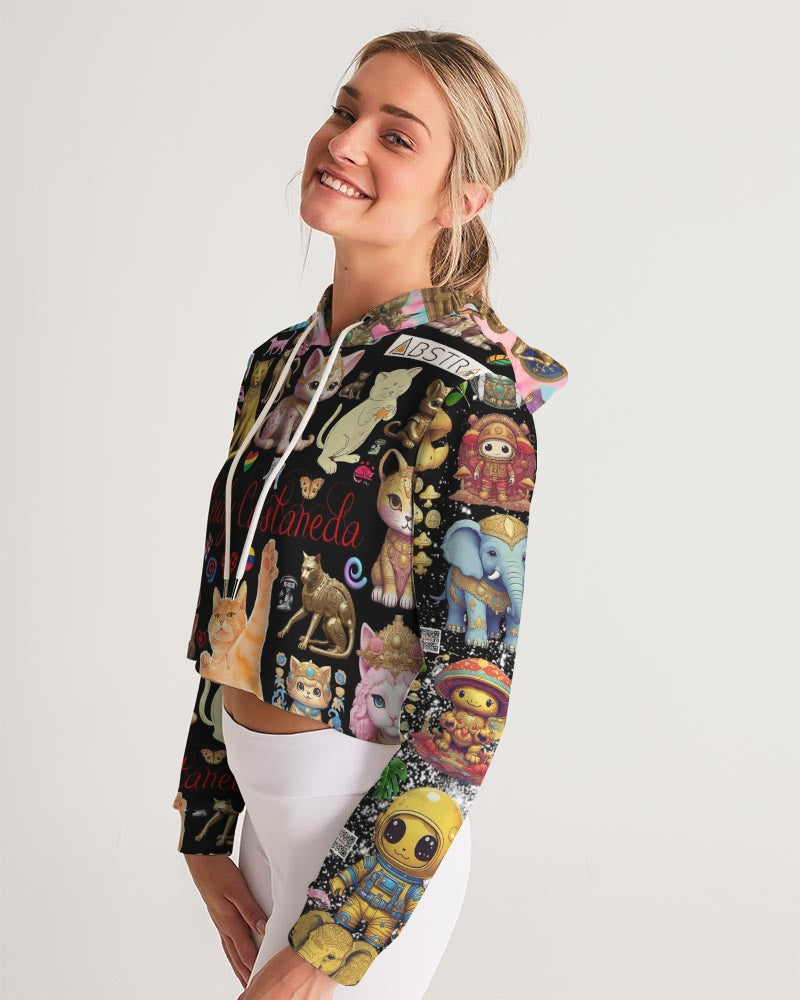 Leidy Abstrak Women's All-Over Print Cropped Hoodie