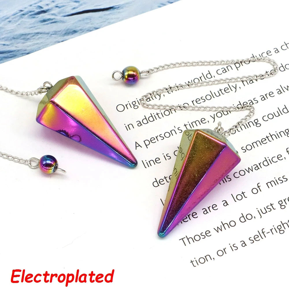 7 Chakra Pendulum Natural Stones Healing Crystal For Wicca Divination Witchcraft Dowsing Reiki Quartz Jewelry Pendants Wholesale