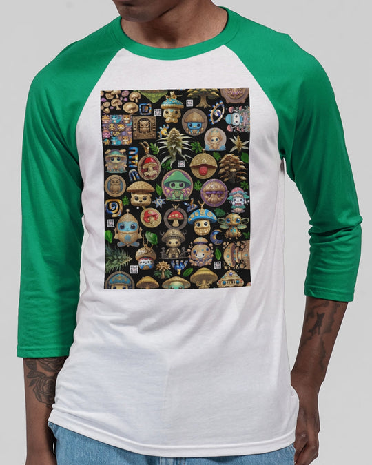 Mushroom Abstak Collection Unisex Three-Quarter Sleeve Baseball Tee | Bella + Canvas