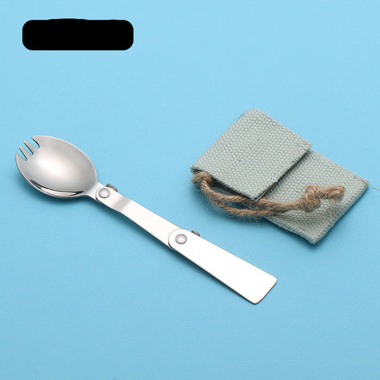 Outdoor Camping Picnic Stainless Steel Spoon Tableware Camp Titanium Spork Folding Camp Spoon Utensil Portable Camping Equipment