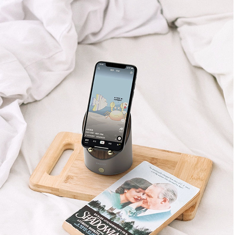 Wooden Speaker Smart Induction Speaker Phone Holder Portable Mini Desktop Wireless Alarm Clock Bluetooth Speaker