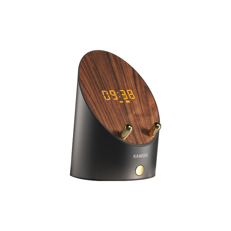 Wooden Speaker Smart Induction Speaker Phone Holder Portable Mini Desktop Wireless Alarm Clock Bluetooth Speaker