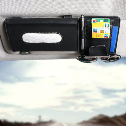 Creative Car Sun Visor Tissue Box With Invoice Folder Bill Clip Card Holder Car Hanging Sunroof Napkin Bag Card Slot