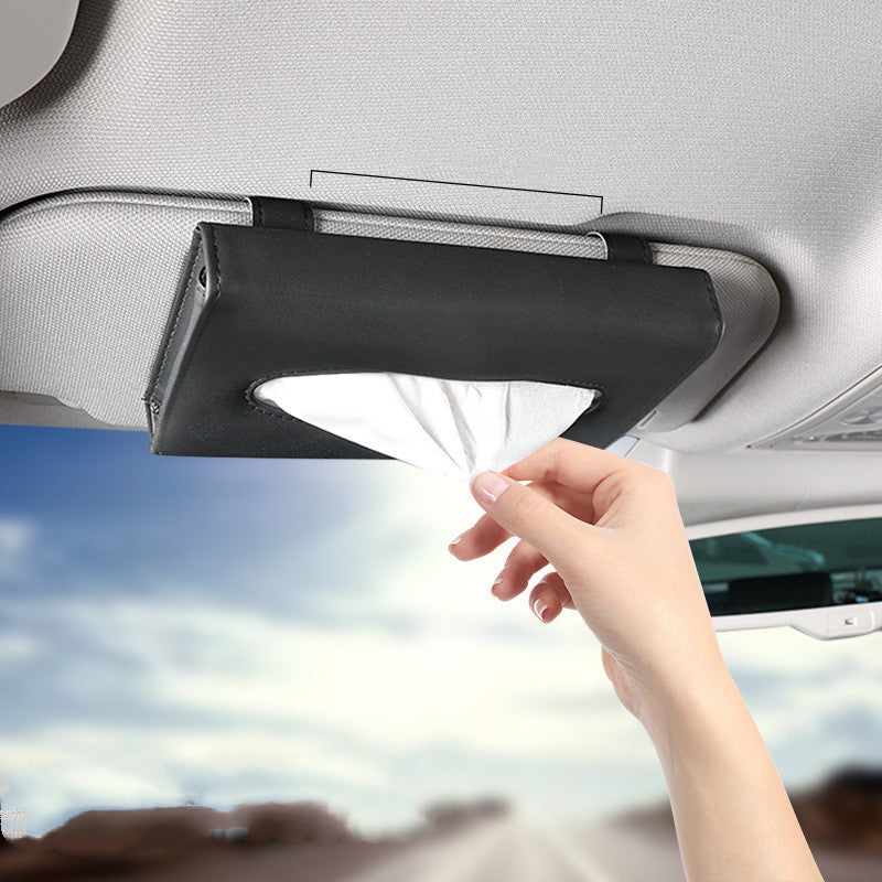 Creative Car Sun Visor Tissue Box With Invoice Folder Bill Clip Card Holder Car Hanging Sunroof Napkin Bag Card Slot