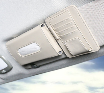 Creative Car Sun Visor Tissue Box With Invoice Folder Bill Clip Card Holder Car Hanging Sunroof Napkin Bag Card Slot