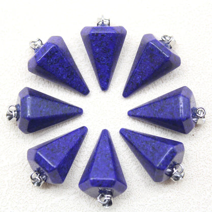 24pcs Natural Stone Reiki Pendulum Divination Pendant Amethyst Quartz Crystal Agate Suitable for DIY Necklace Jewelry Pendant