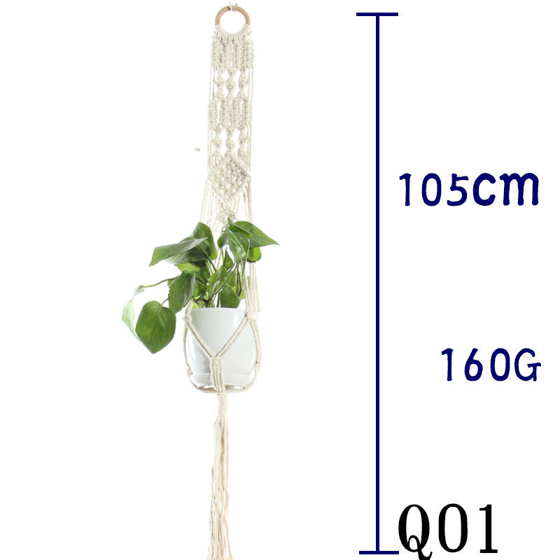 Flower Pot Net Bag Beige Cotton Rope Indoor Plant Hanger Hanging Basket Sling