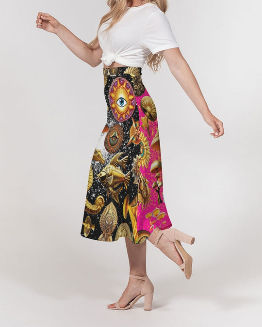 Eye and Face Abstrak Women's All-Over Print A-Line Midi Skirt