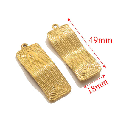 4pcs Gold-plated Stainless Steel Oval Square Rhombus Charms for Earrings Necklace Jewelry Makings Metal Dangles Findings Parts