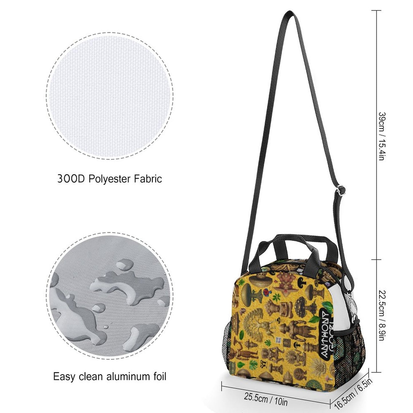 Insulated Lunch Crossbody Bag with Strap for Office School Picnic (All-Over Printing)