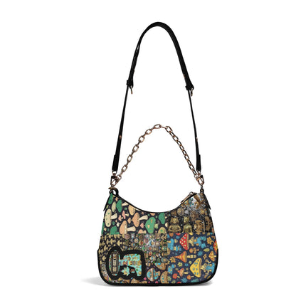 Lady PU Cross-body Bag With Chain Decoration