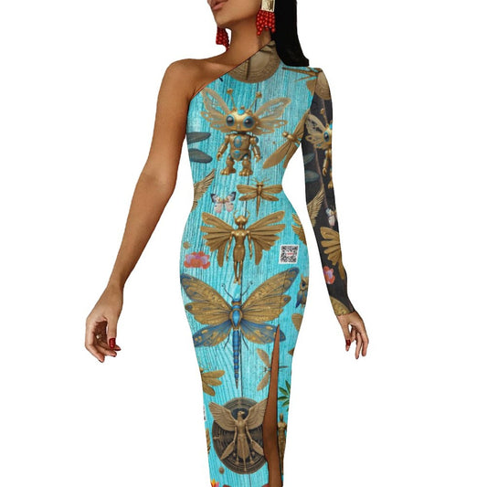 One Shoulder Split Dress BIQ (All-Over Printing)