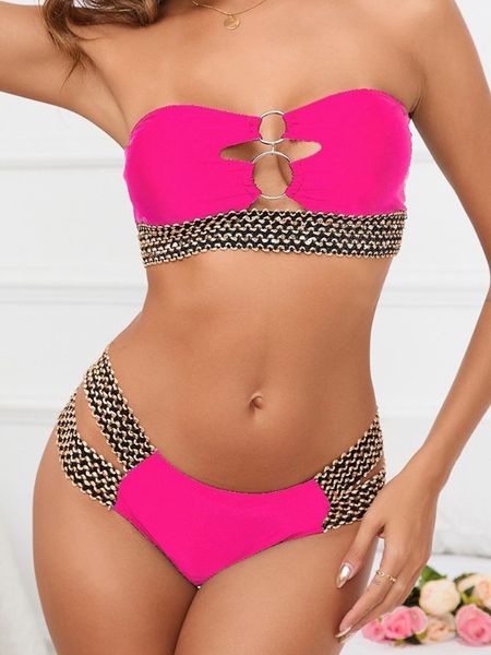 Double Ring Bra Sexy Split Bikini Swimsuit HEDVWUUBYA