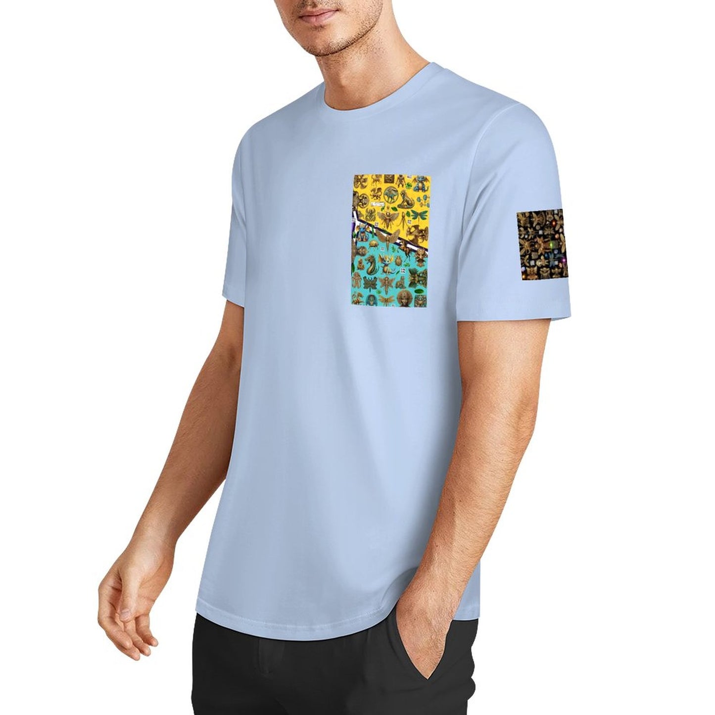 DTF 160gsm Men's Short Sleeve Cotton T-shirt (Dual-sided+Sleeve Printing)