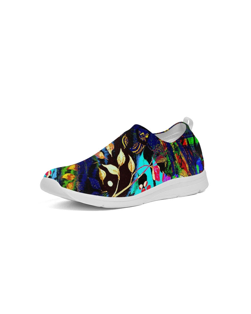 Obsidian Dreamscape Abstract Design Women's Slip-On Flyknit Shoe