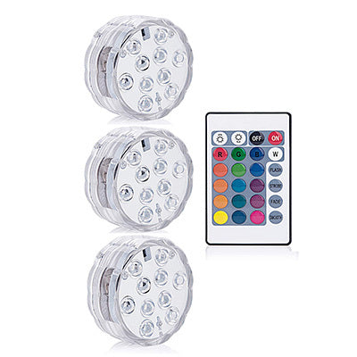 3 LEDs Underwater Light 16 Colors RGB IP68 Waterproof Swimming Pool Light RF Remote Control Submersible Lights For Pond Vase