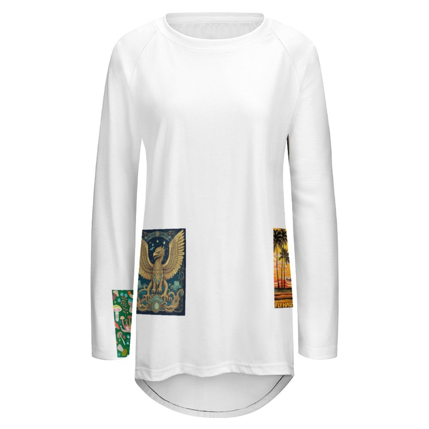 Custom Women's Long Sleeve U-Neck T-Shirts (All-Over Printing)