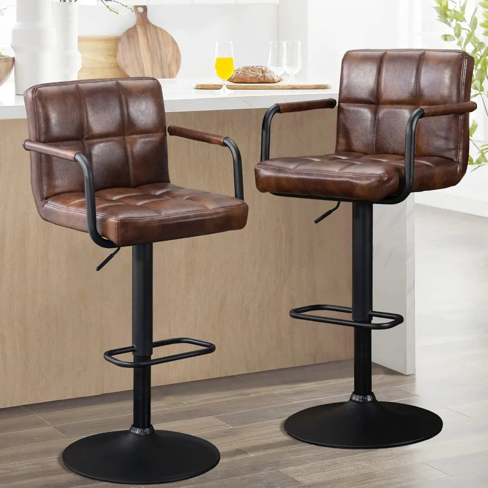 30" Faux Leather Upholstered Bar Stool, Adjustable Counter Stools Bar Chairs Modern Design Swivel Barstools Hydraulic Stools