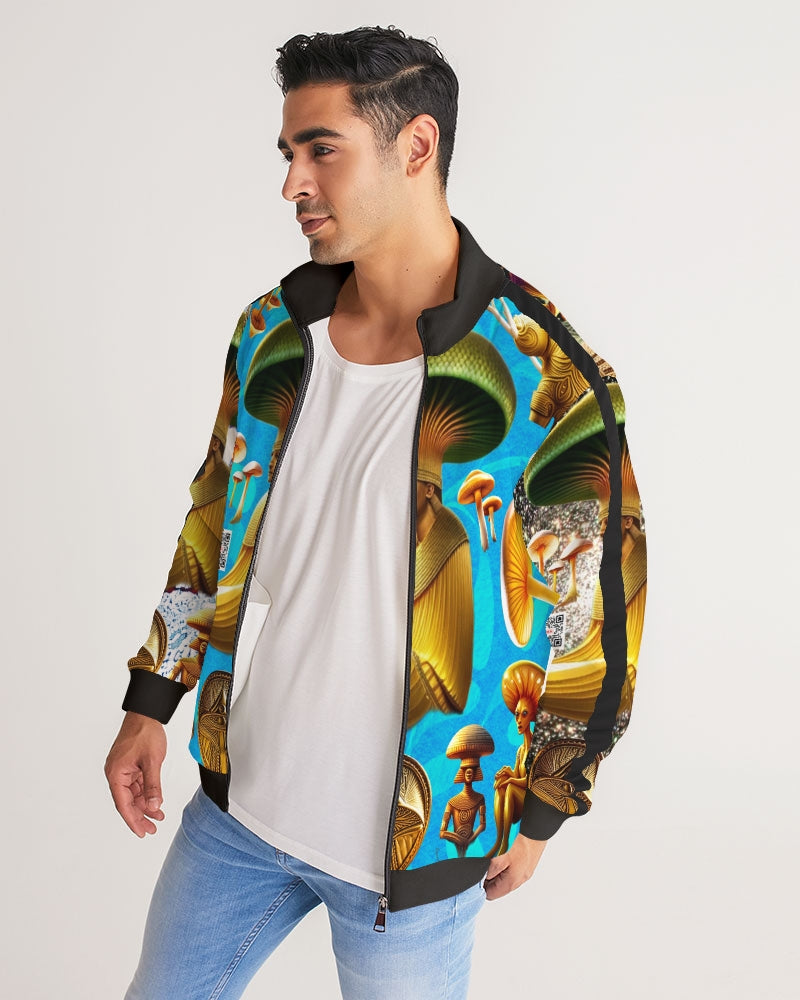 Illustration Abstrak Men's All-Over Print Stripe Sleeve Track Jacket