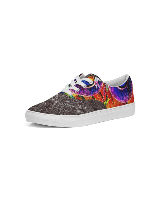 Saddle Serenade Abstract Design Men's Lace Up Canvas Shoe