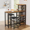 Bar Table and Chairs Set for 2 Tall Kitchen Counter Dining with Storage Shelves, Cup Holder & Wine Rack, PU Leather Cushion