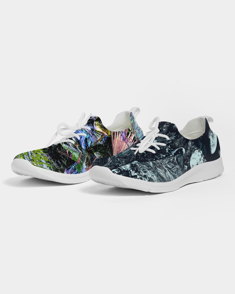 Obsidian Dreamscape Abstract Design Women's Lace Up Flyknit Shoe