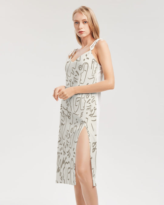 Abstract Girl Women's All-Over Print Tie Strap Split Dress