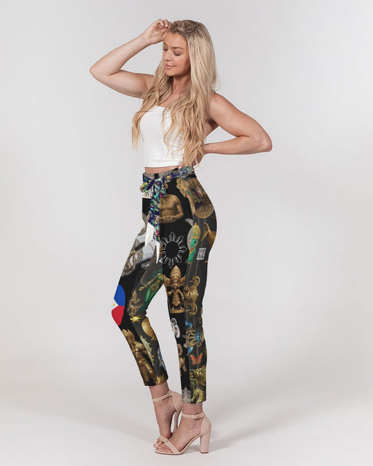 IMG_0540 Women's All-Over Print Belted Tapered Pants