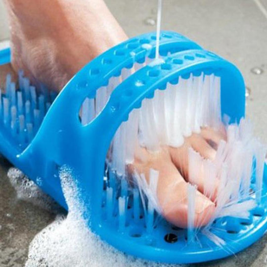 Blue Plastic Bath Shoe Shower Brush Massager Slipper