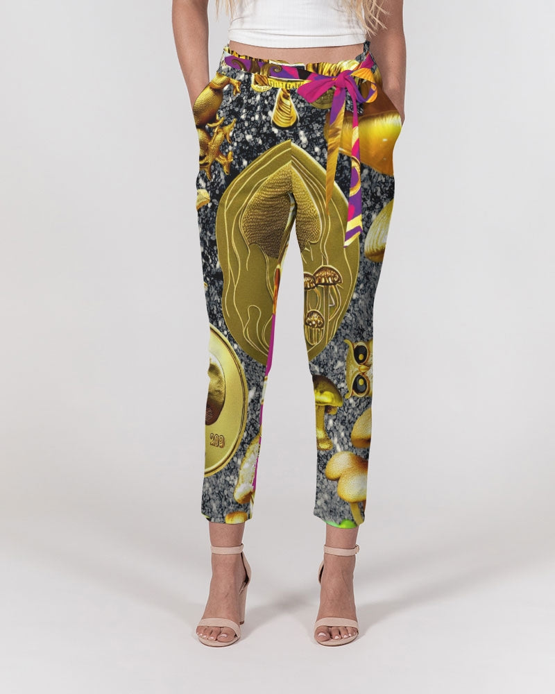 Robotic Abstrak Women's All-Over Print Belted Tapered Pants