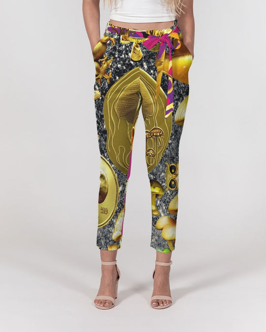 Robotic Abstrak Women's All-Over Print Belted Tapered Pants