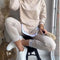 Women's Sports Suit Fashion Slit Design Sweatshirt Top And Slim-fit Trousers Sweatpants Casual Two Piece Set Outfit