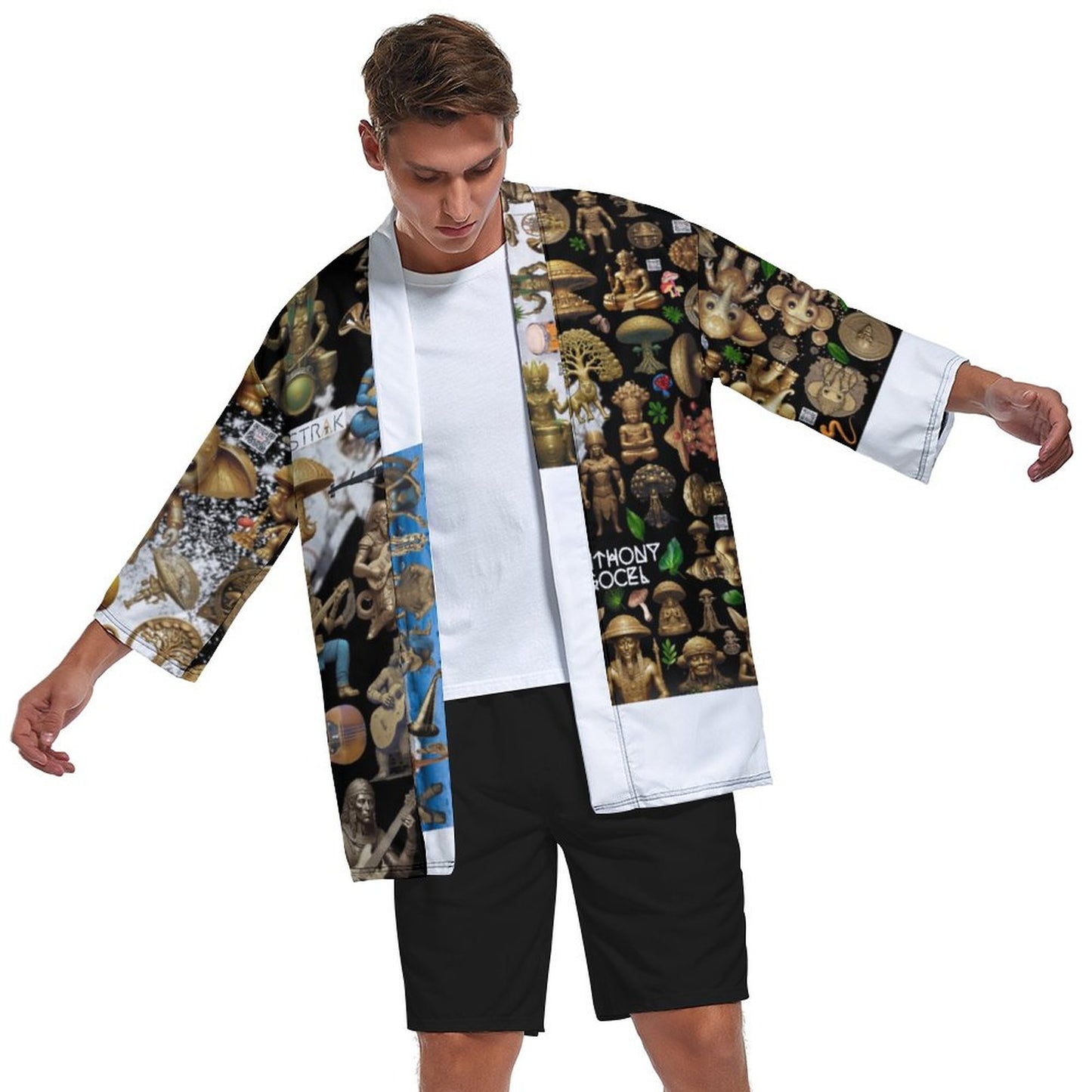 Drop Shoulder Male Kimono Cardigan ZS904 (All-Over Printing)