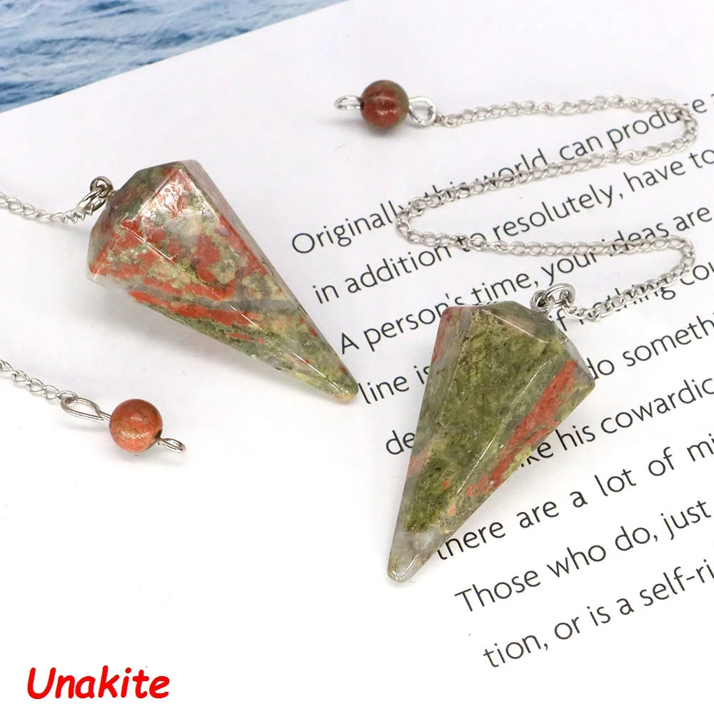 7 Chakra Pendulum Natural Stones Healing Crystal For Wicca Divination Witchcraft Dowsing Reiki Quartz Jewelry Pendants Wholesale