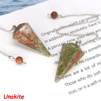 7 Chakra Pendulum Natural Stones Healing Crystal For Wicca Divination Witchcraft Dowsing Reiki Quartz Jewelry Pendants Wholesale