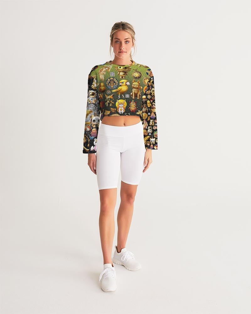 4 Annunaki Abstrak Collection Women's All-Over Print Cropped Sweatshirt