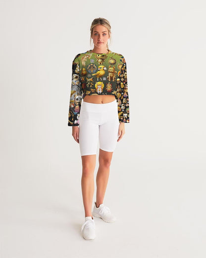 4 Annunaki Abstrak Collection Women's All-Over Print Cropped Sweatshirt