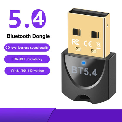 Bluetooth Adapter USB Bluetooth 5.4 Dongle Adaptador for PC Wireless Mouse Keyborad Laptop Music Audio Receiver USB Transmitter