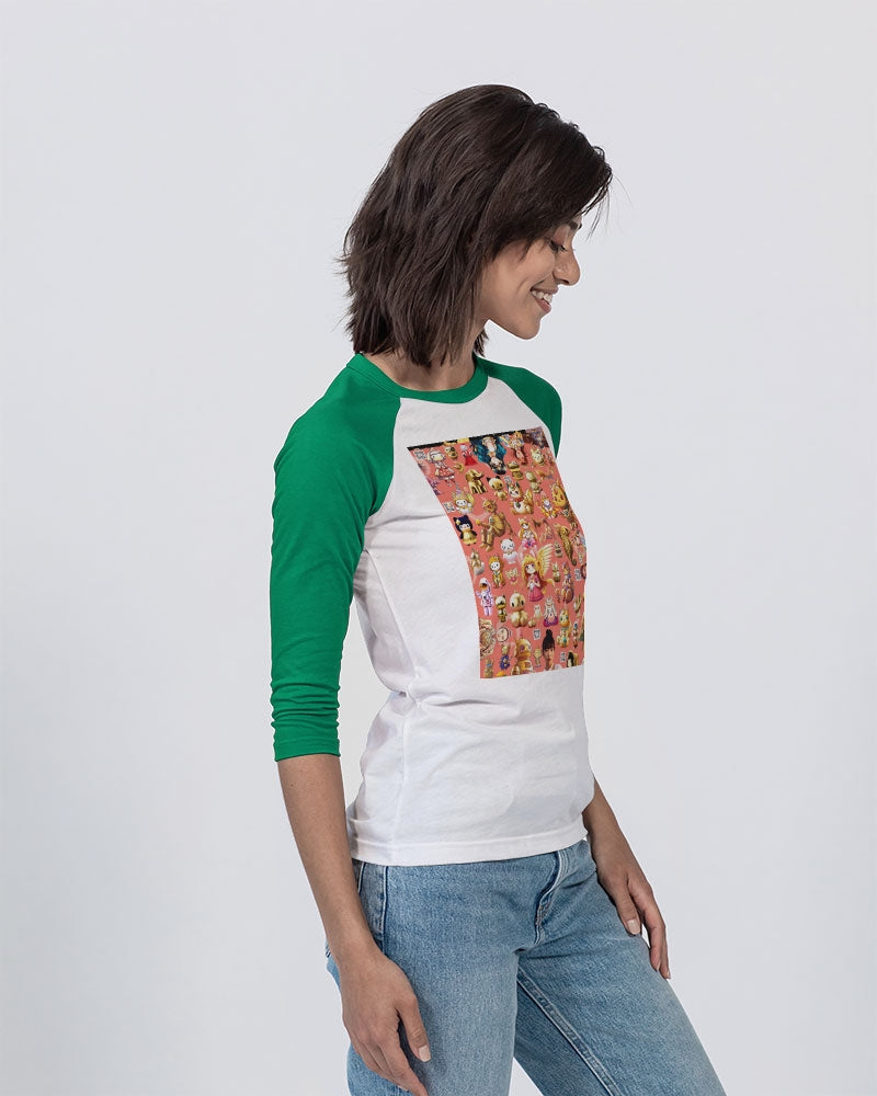 Womens Abstrak Unisex Three-Quarter Sleeve Baseball Tee | Bella + Canvas