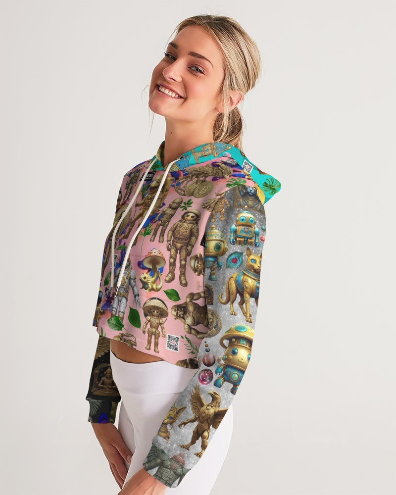 Alien Trendy Abstrak Collection Women's All-Over Print Cropped Hoodie