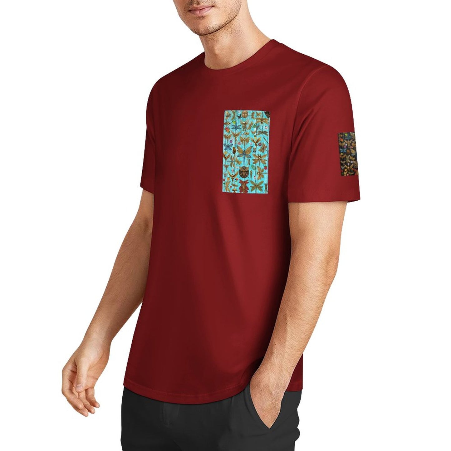 DTF 160gsm Men's Short Sleeve Cotton T-shirt (Dual-sided+Sleeve Printing)